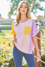 Load image into Gallery viewer, Hailey &amp; Co Full Size Color Block Short Sleeve Top

