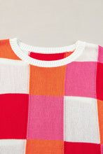 Load image into Gallery viewer, Color Block Round Neck Cap Sleeve Knit Top
