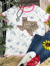 Load image into Gallery viewer, Leopard Texas on Marble &amp; Pink Ringer Tee
