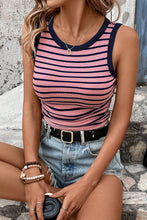 Load image into Gallery viewer, Striped Contrast Round Neck Tank
