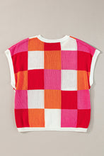 Load image into Gallery viewer, Color Block Round Neck Cap Sleeve Knit Top
