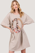 Load image into Gallery viewer, SAGE + FIG Full Size Peace Sign Applique Short Sleeve Tee Dress
