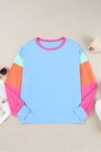 Load image into Gallery viewer, Color Block Round Neck Long Sleeve Top
