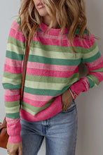 Load image into Gallery viewer, Striped Round Neck Long Sleeve Sweater
