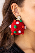 Load image into Gallery viewer, Let It Snow Red Pom Pom Earrings

