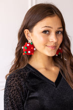 Load image into Gallery viewer, Let It Snow Red Pom Pom Earrings
