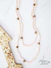 Load image into Gallery viewer, Curious Crystals, 60&quot; Double Wrap Beaded Necklace in Beige 8MM
