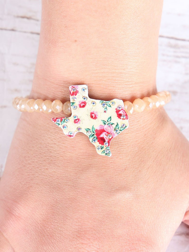 Beige Floral Texas Bracelet with AB Crystals