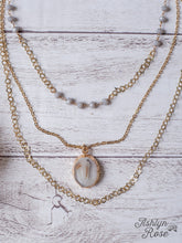 Load image into Gallery viewer, SWEET TO BE LOVED GREY SLICED AGATE GOLD LAYERED NECKLACE
