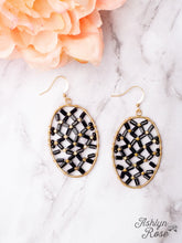 Load image into Gallery viewer, NAPA VALLEY BLACK BEAD OVAL DANGLE EARRINGS
