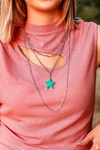 Load image into Gallery viewer, Turquoise Star three layer silver necklace
