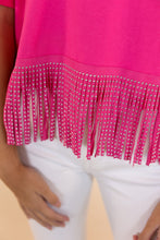 Load image into Gallery viewer, Here for the Show Studded Fringe Crop Top, Hot Pink
