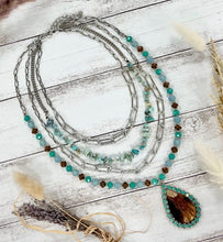 Load image into Gallery viewer, Turquoise Moment Three Strand Silver Necklace
