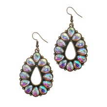 Load image into Gallery viewer, Copper Teardrop Earrings with AB Crystals
