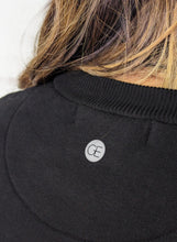 Load image into Gallery viewer, Black French Terry Sweatshirt With Ribbed Knit
