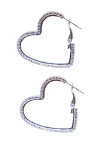 Load image into Gallery viewer, Passionate Embrace, Medium Silver heart Shape Hoops Earrings
