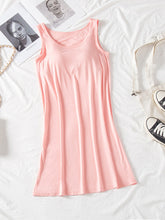 Load image into Gallery viewer, Round Neck Wide Strap Mini Tank Dress with Bra
