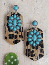 Load image into Gallery viewer, Bee In Your Bonnet Fringe Earrings with Stone Flower, Turquoise
