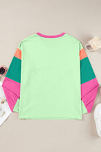 Load image into Gallery viewer, Color Block Round Neck Long Sleeve Top
