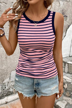 Load image into Gallery viewer, Striped Contrast Round Neck Tank
