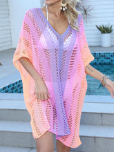 Load image into Gallery viewer, Openwork Contrast V-Neck Cover-Up
