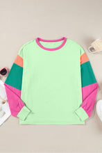 Load image into Gallery viewer, Color Block Round Neck Long Sleeve Top
