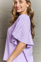 Load image into Gallery viewer, Textured Round Neck Flutter Sleeve Blouse
