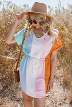 Load image into Gallery viewer, Multicolored Drawstring Waist V-Neck Dress
