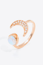 Load image into Gallery viewer, Natural Moonstone and Zircon Sun &amp; Moon Open Ring
