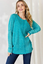 Load image into Gallery viewer, Zenana Oversized Washed Waffle Long Sleeve Top
