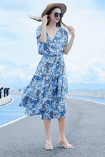 Load image into Gallery viewer, Full Size Belted Surplice Short Sleeve Midi Dress
