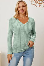 Load image into Gallery viewer, Basic Bae Full Size Ribbed V-Neck Long Sleeve T-Shirt
